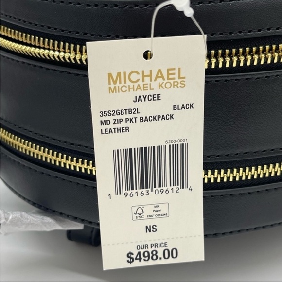 Michael Kors Jaycee Medium Pebbled Leather Backpack Black Leather Black - Picture 11 of 11